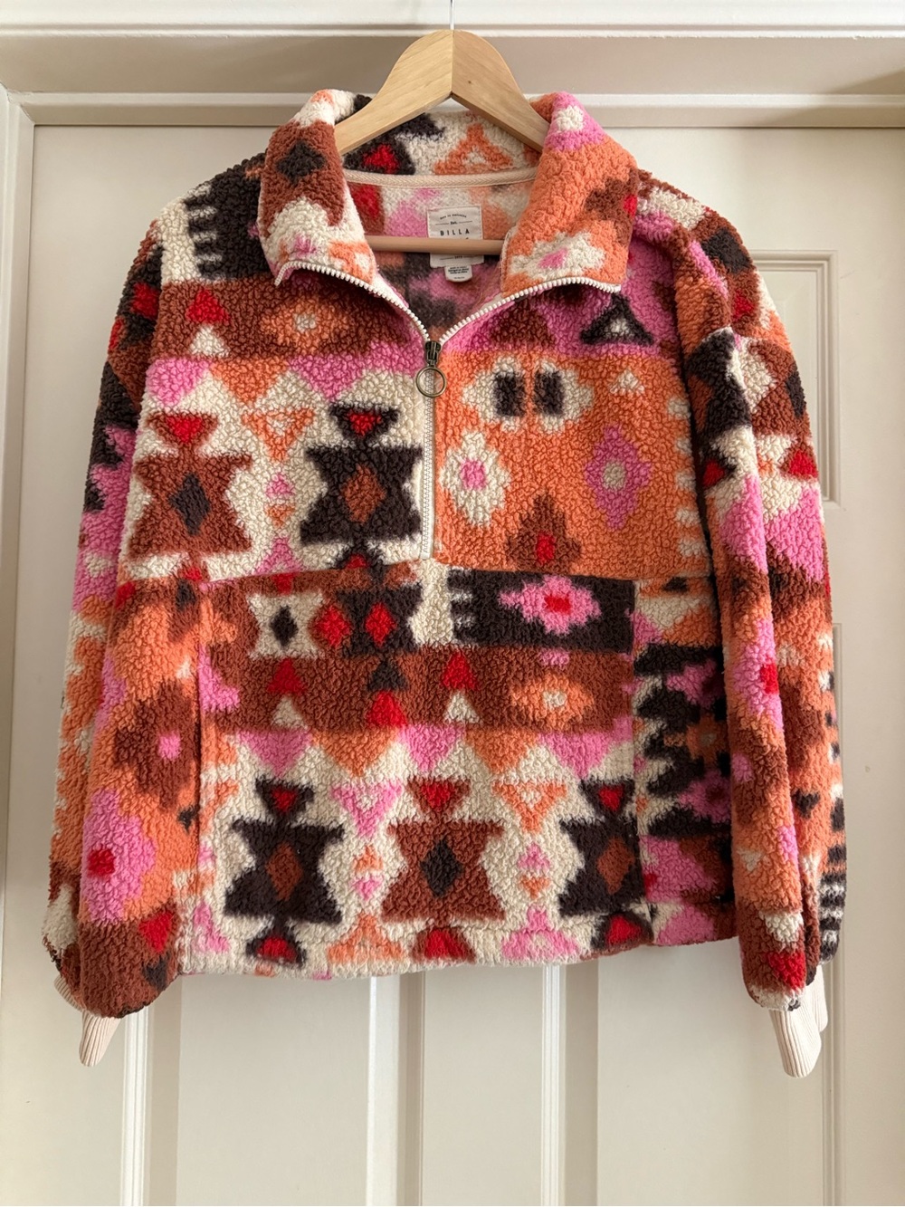Billabong Multicolor Geometric Sherpa Half-Zip Jacket